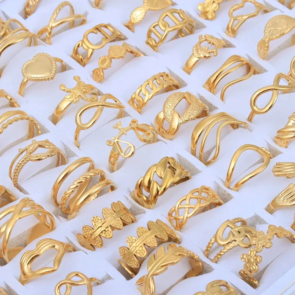 20pcs Vintage Adjustable Stainless Steel Rings