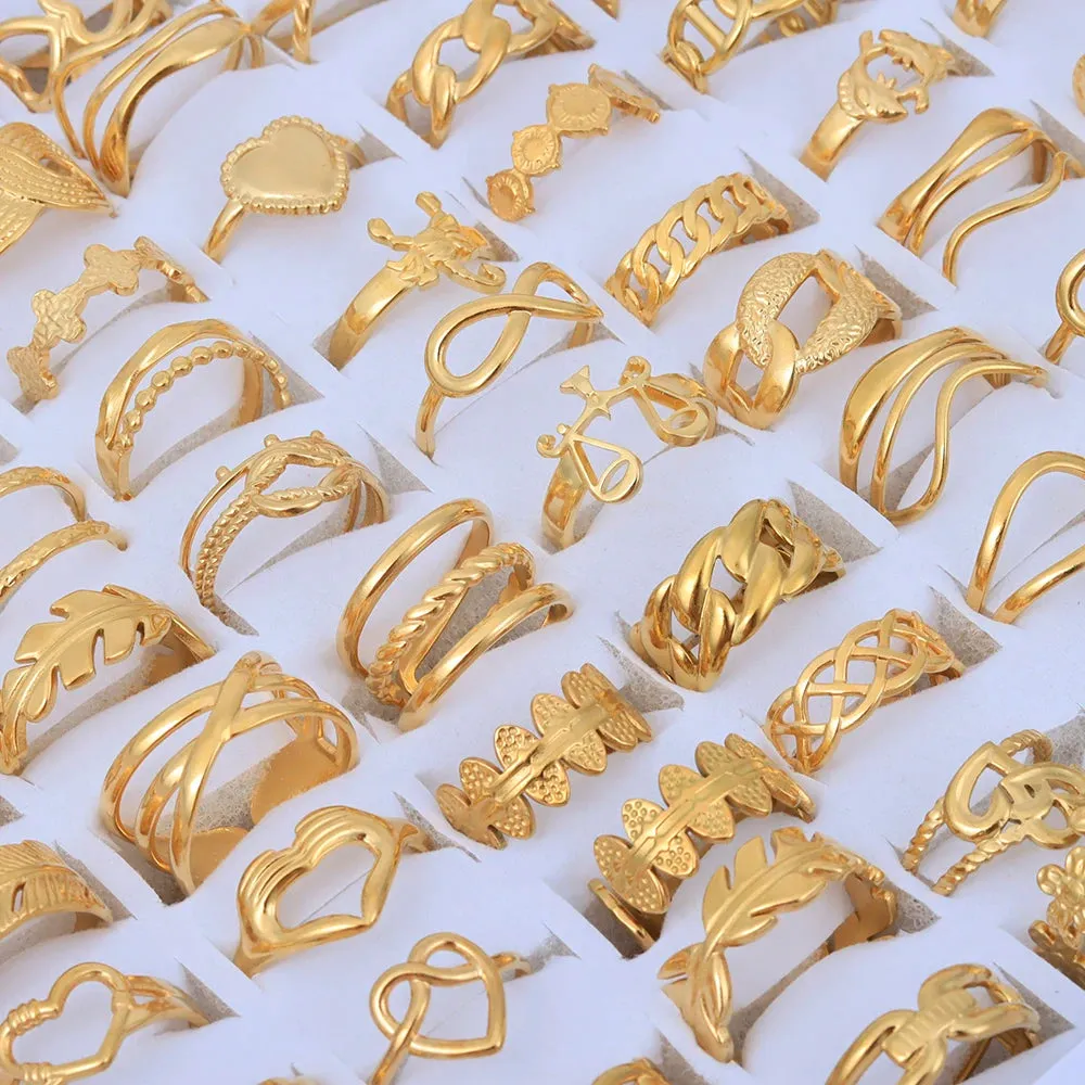 20pcs Vintage Adjustable Stainless Steel Rings