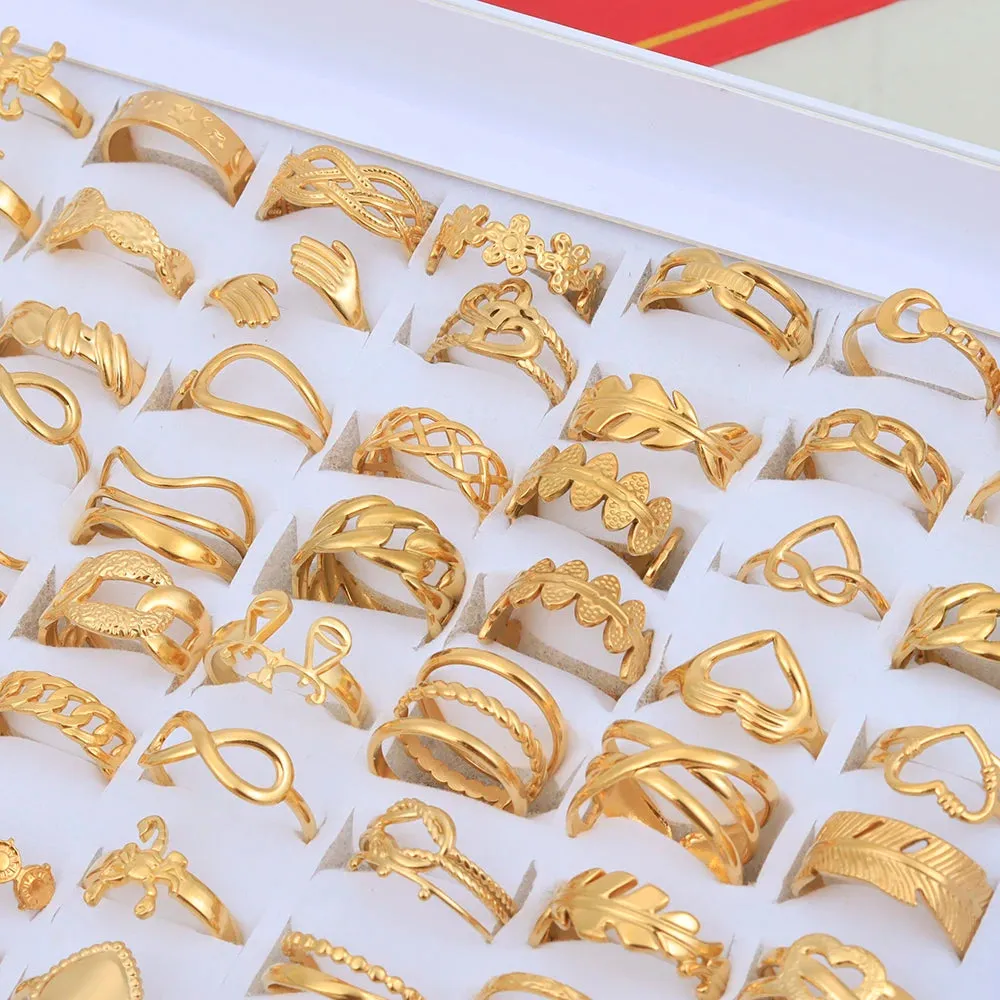 20pcs Vintage Adjustable Stainless Steel Rings