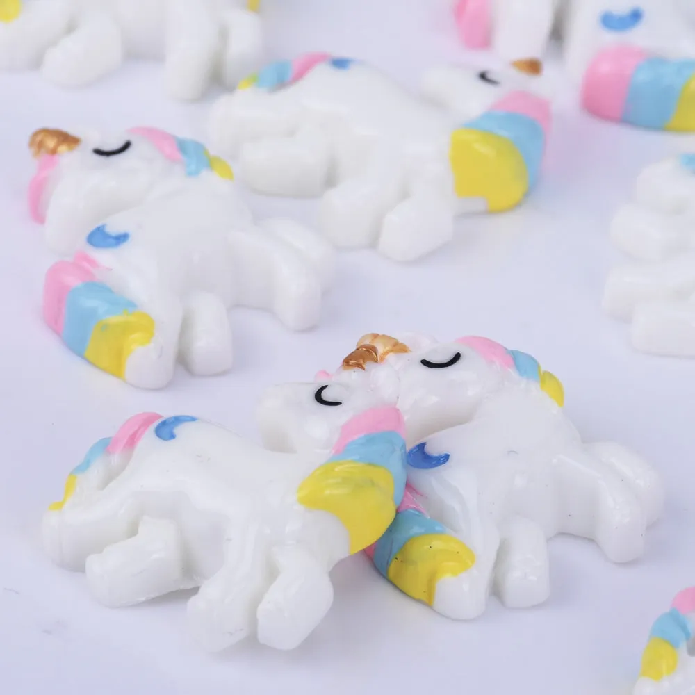 23*27mm Resin Pastel Unicorn Cabochons with Moons Kawaii Cabochons Flat Back embellishment jewelry Accessories 10pcs 102505