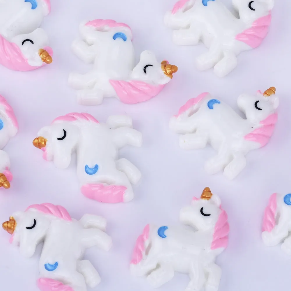 23*27mm Resin Pastel Unicorn Cabochons with Moons Kawaii Cabochons Flat Back embellishment jewelry Accessories 10pcs 102505