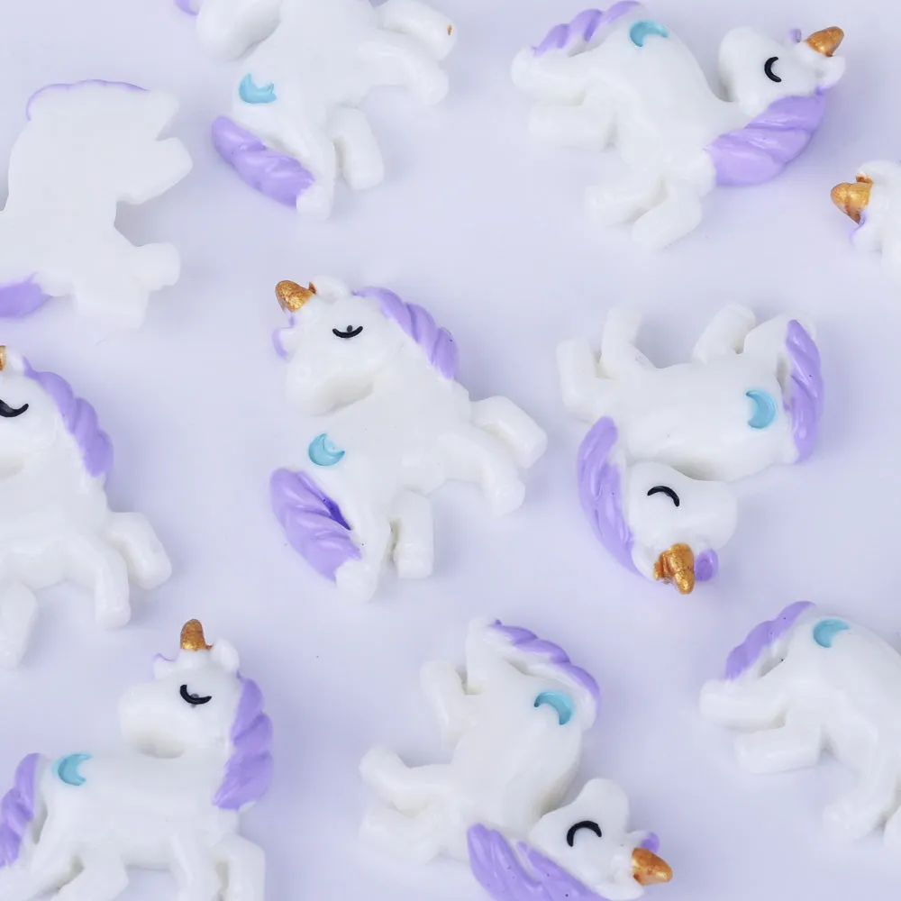 23*27mm Resin Pastel Unicorn Cabochons with Moons Kawaii Cabochons Flat Back embellishment jewelry Accessories 10pcs 102505