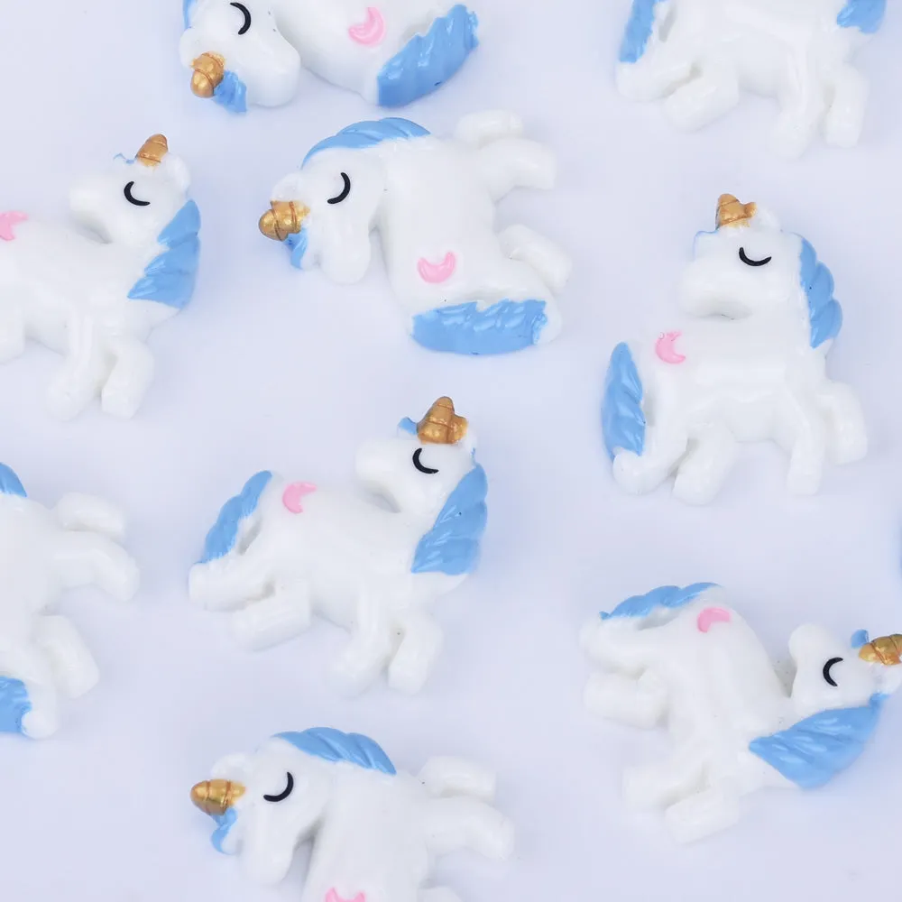 23*27mm Resin Pastel Unicorn Cabochons with Moons Kawaii Cabochons Flat Back embellishment jewelry Accessories 10pcs 102505