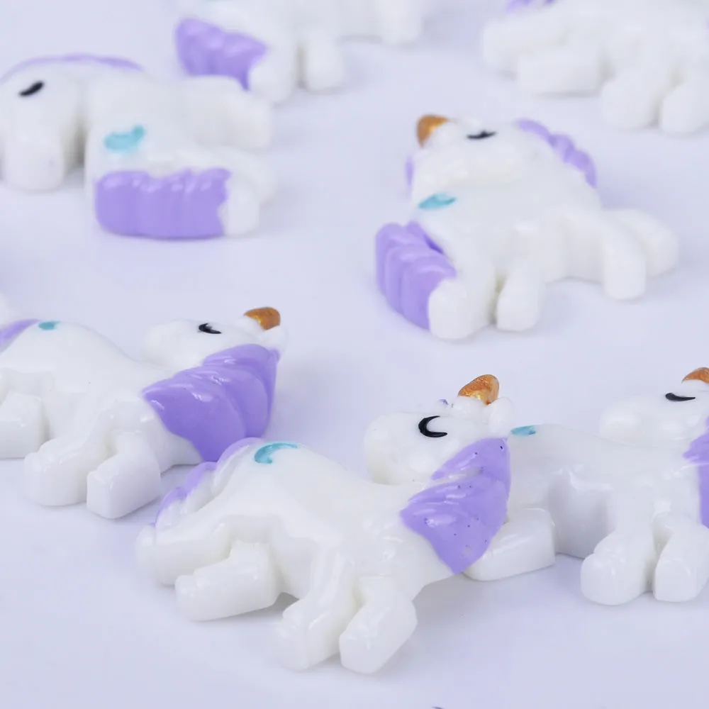 23*27mm Resin Pastel Unicorn Cabochons with Moons Kawaii Cabochons Flat Back embellishment jewelry Accessories 10pcs 102505
