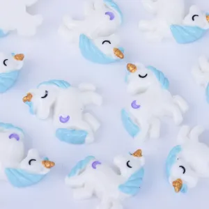 23*27mm Resin Pastel Unicorn Cabochons with Moons Kawaii Cabochons Flat Back embellishment jewelry Accessories 10pcs 102505