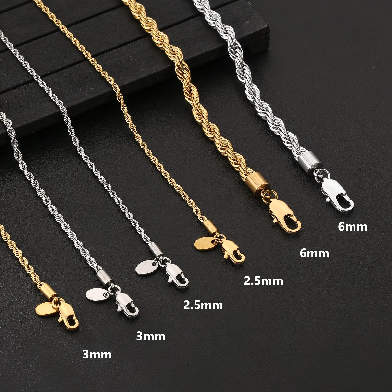 2.5mm Rope Bracelet  in 18K Gold/White Gold