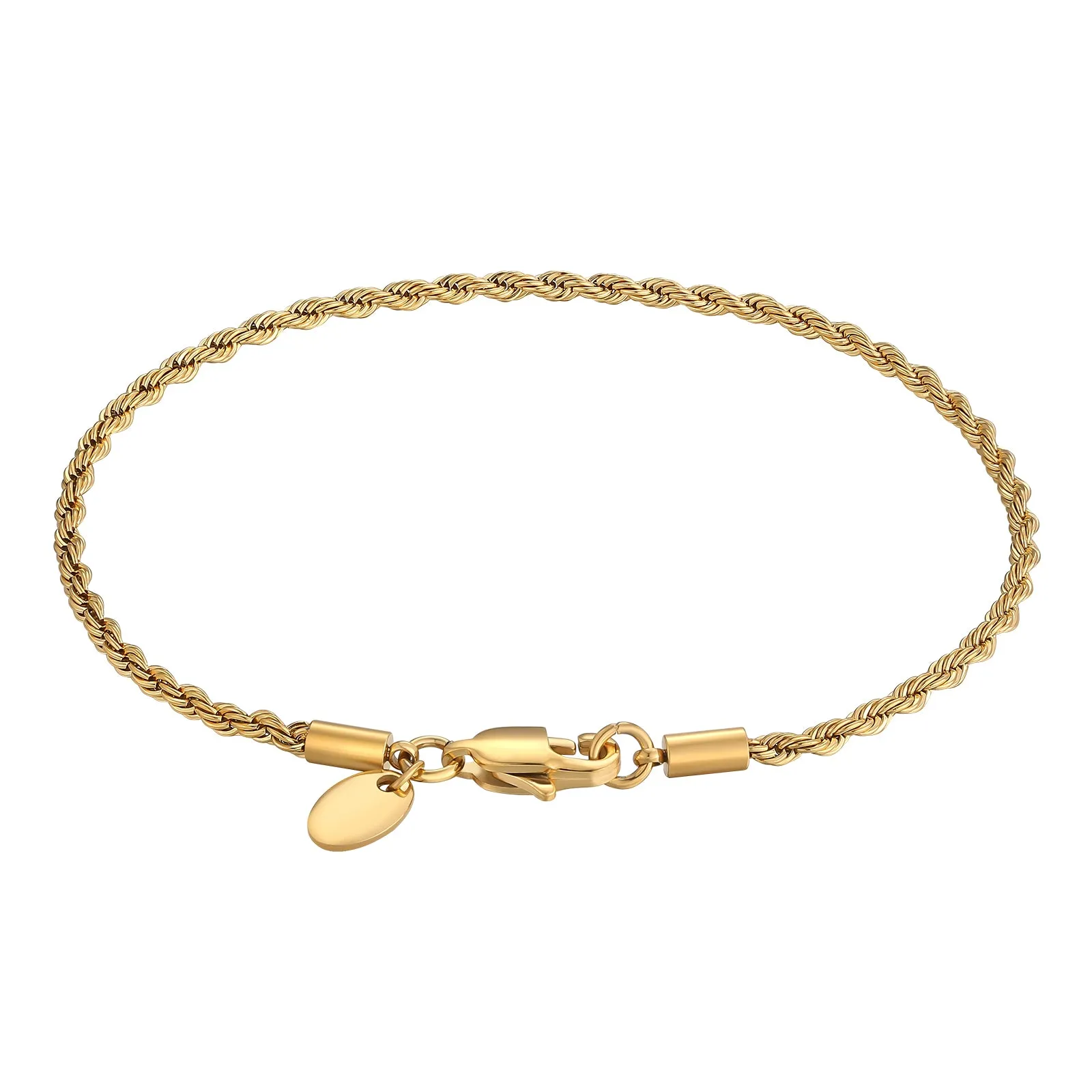 2.5mm Rope Bracelet  in 18K Gold/White Gold