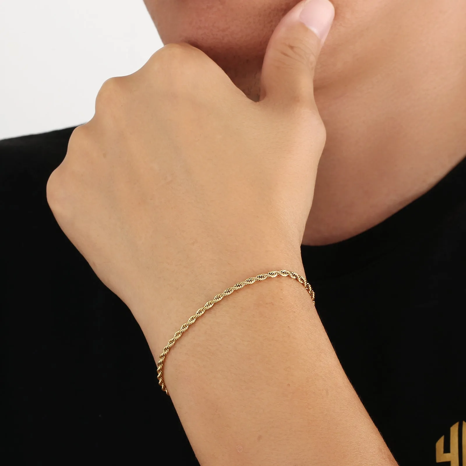 2.5mm Rope Bracelet  in 18K Gold/White Gold