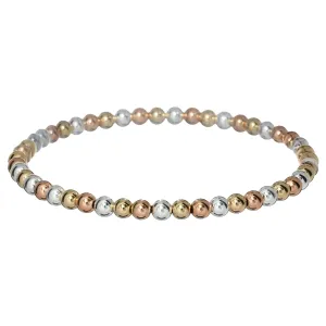 3-TONE 4mm | Yellow and Rose Gold Filled and Silver Classic Beads Bracelet