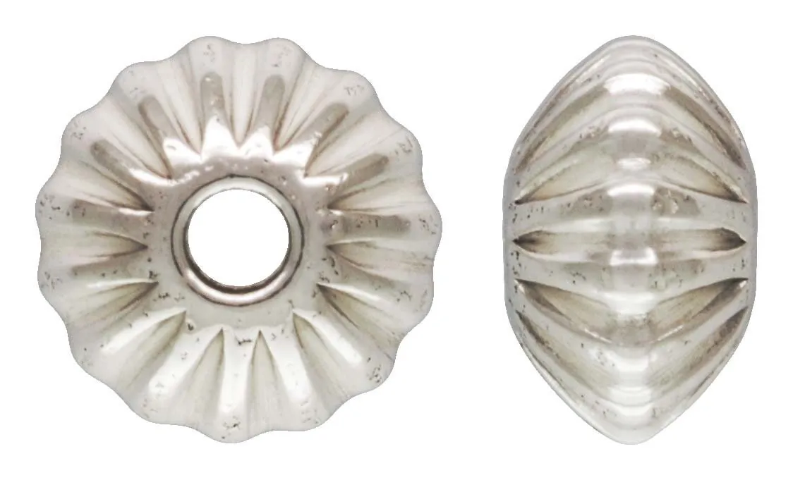 3.3x2.0mm Corrugated Saucer Bead 0.9mm Hole, Sterling Silver. Made in USA. #5020133CL