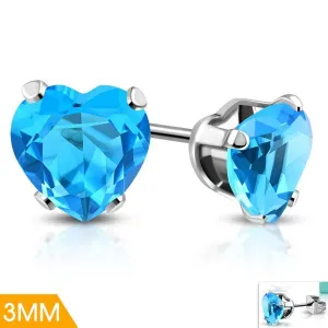 3mm Swarovski Crystal Heart Stud Earrings (#c026)