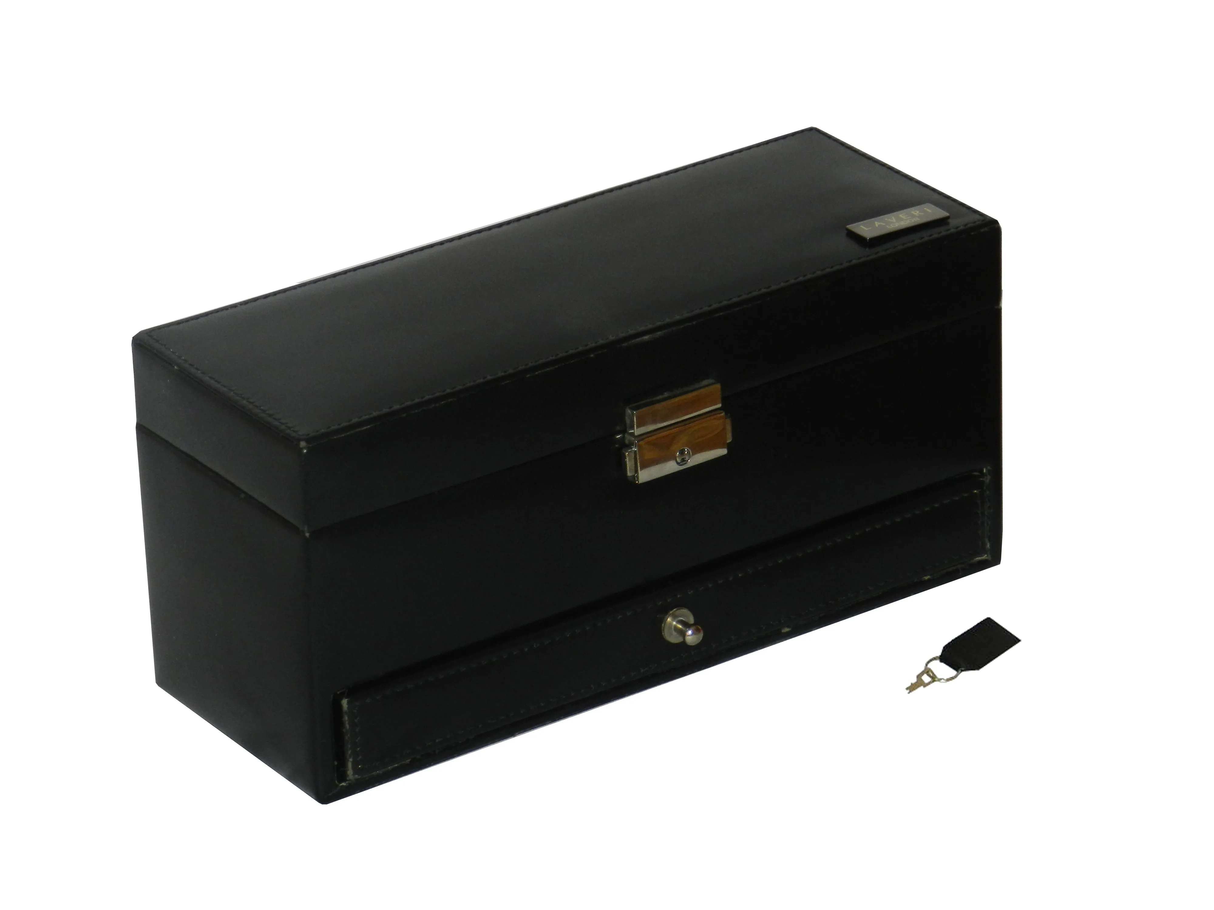 4 Slot Watch Box with Ring & Cufflink Box in Genuine Leather