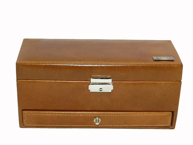 4 Slot Watch Box with Ring & Cufflink Box in Genuine Leather