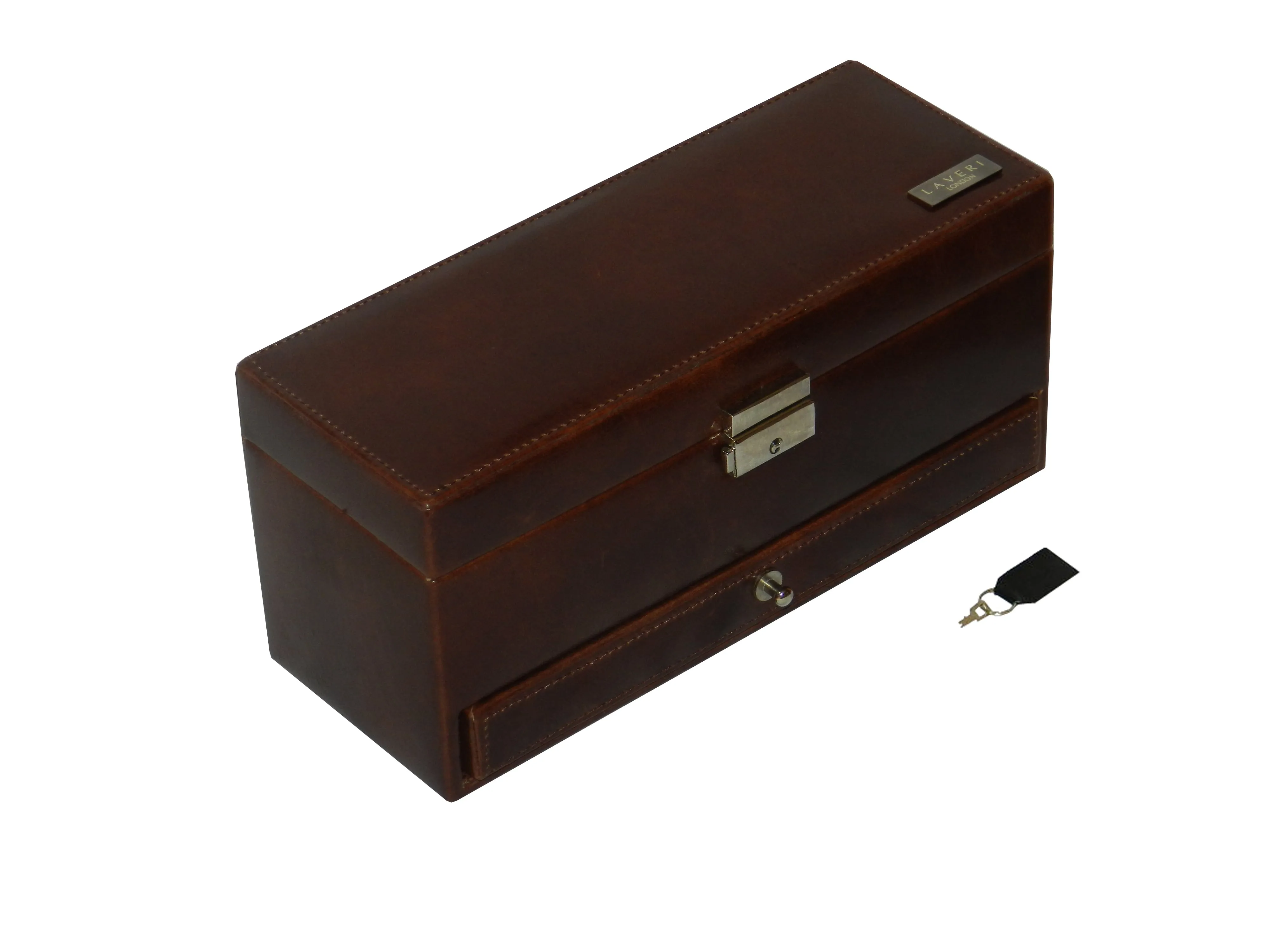 4 Slot Watch Box with Ring & Cufflink Box in Genuine Leather