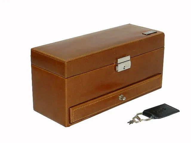 4 Slot Watch Box with Ring & Cufflink Box in Genuine Leather