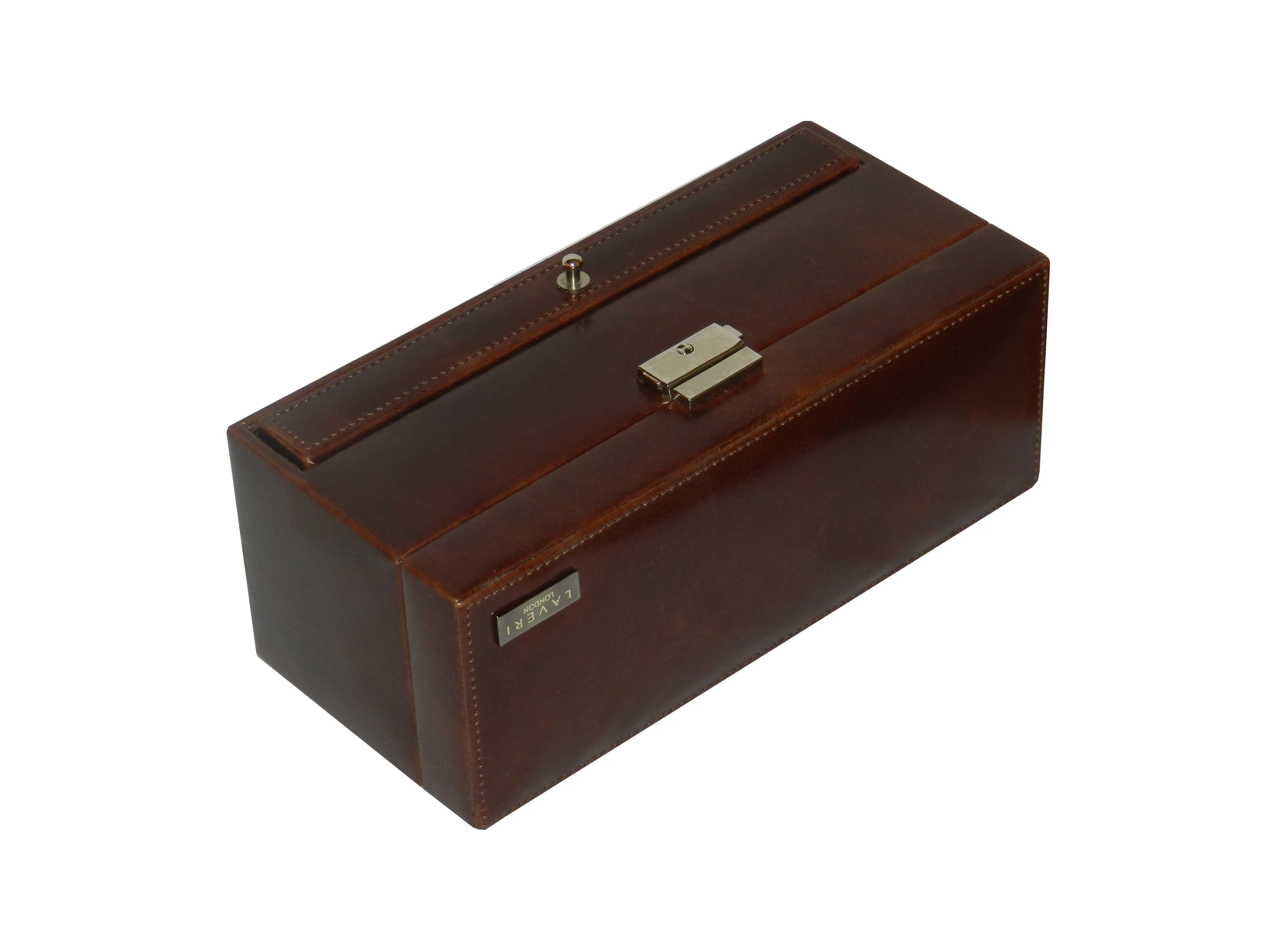 4 Slot Watch Box with Ring & Cufflink Box in Genuine Leather