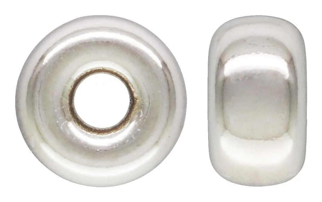 4.2x2.3mm Rondelle 1.2mm Hole,  Sterling Silver. Made in USA. #5004540