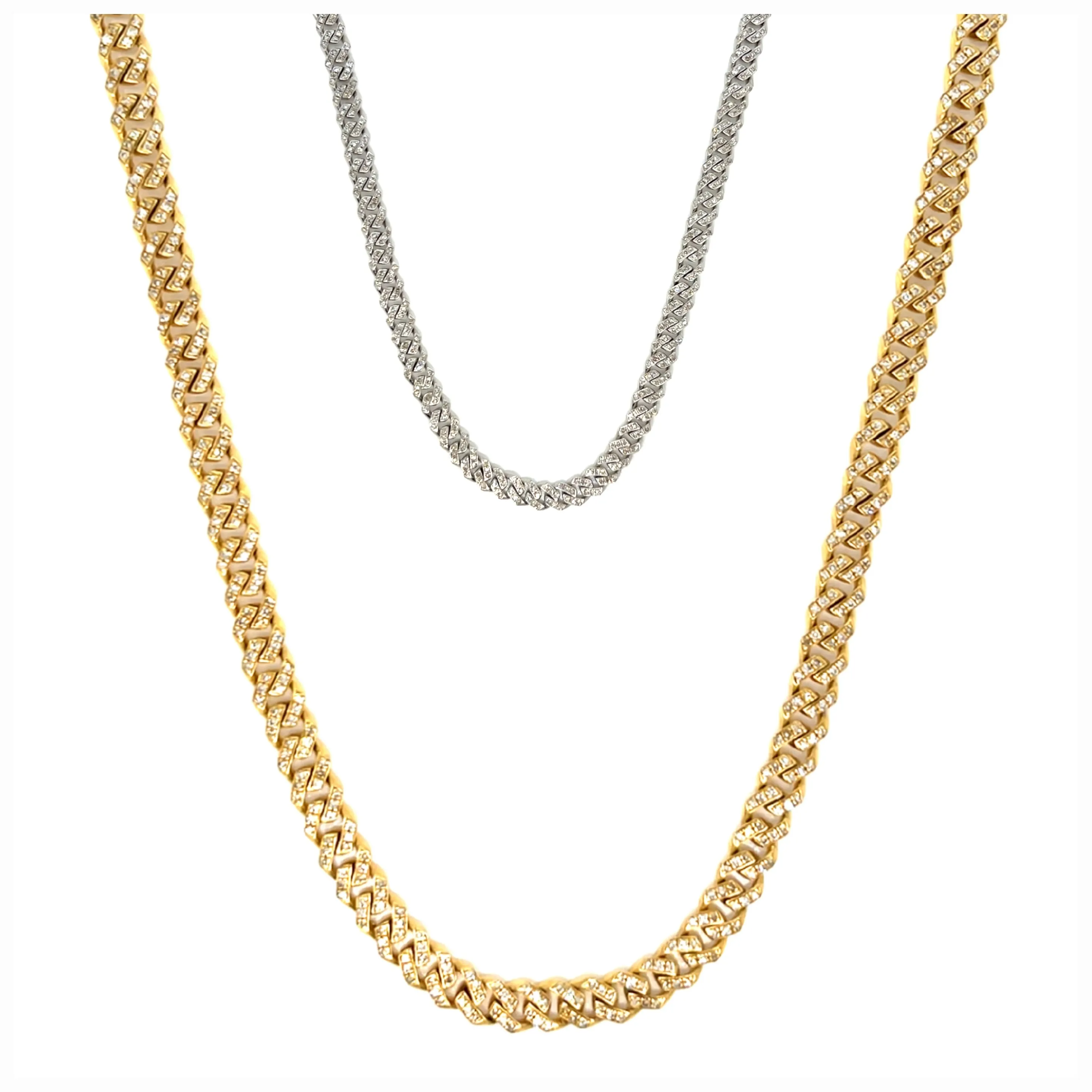 4mm Miami Cuban Link Bling Iced out 10k Gold Unisex Necklace Chain - SNK17868