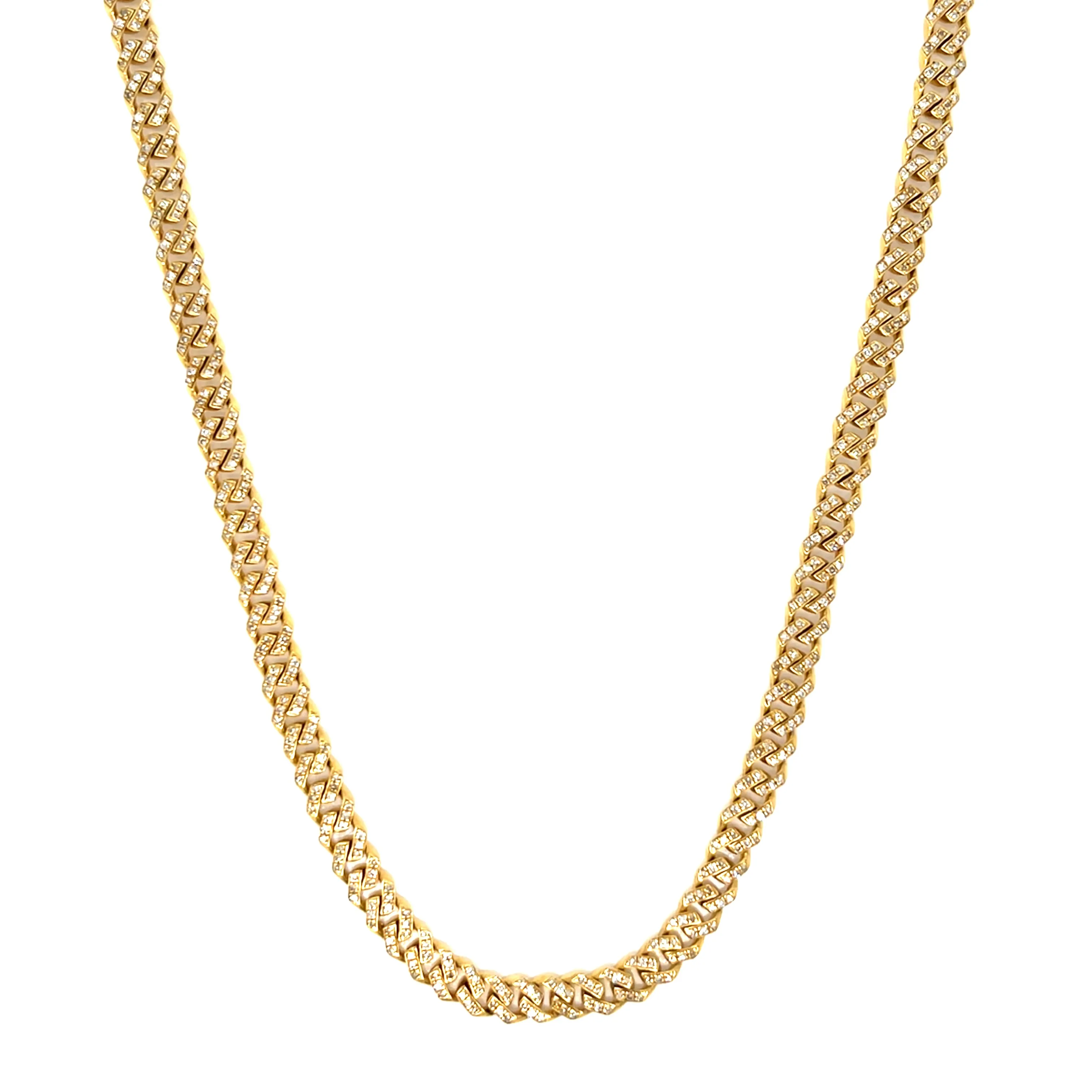 4mm Miami Cuban Link Bling Iced out 10k Gold Unisex Necklace Chain - SNK17868