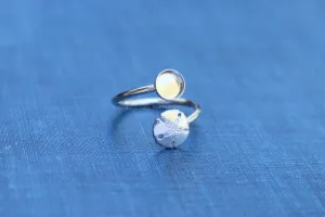 5mm Silver Sand Dollar Wrap Bypass Adjustable Bezel Ring blank
