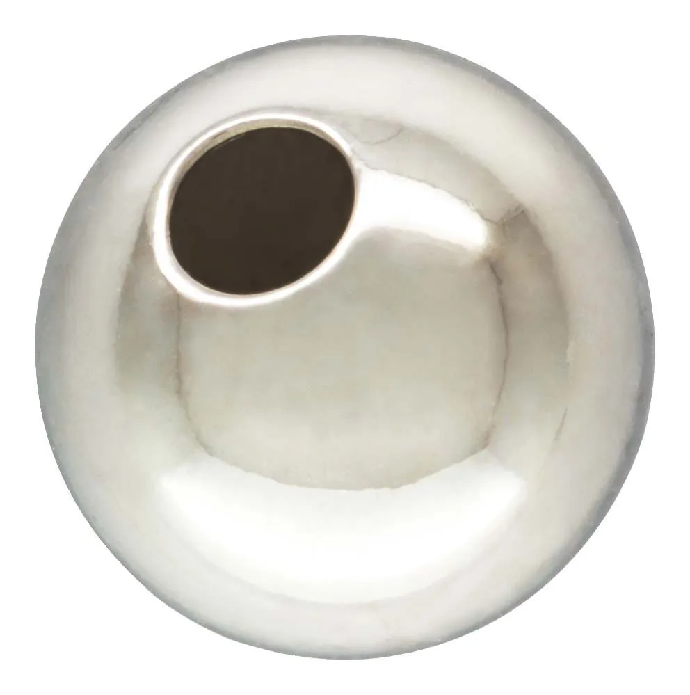 6.0mm Bead Light 1.8mm Hole, Sterling Silver. Made in USA. #5001206