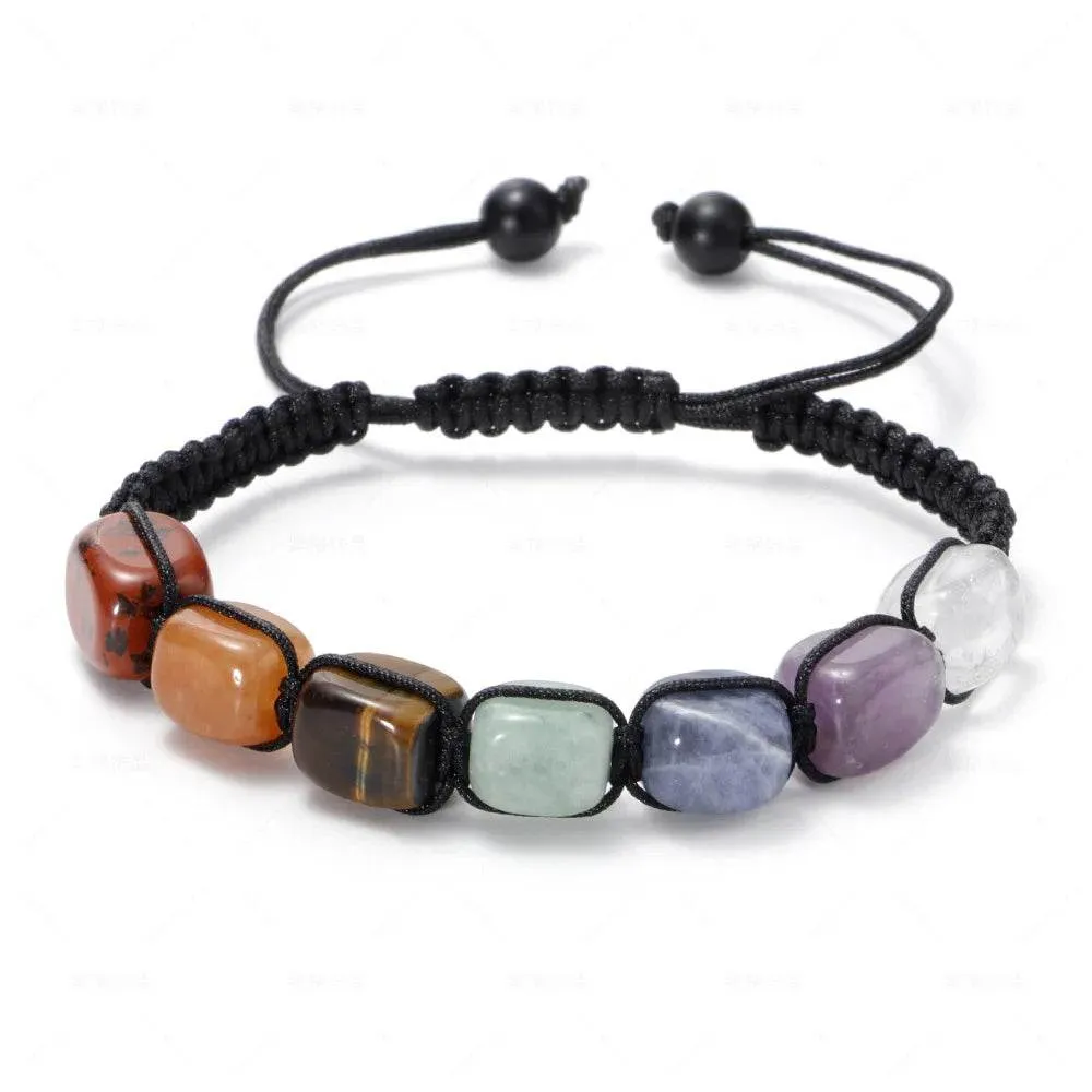 7 Chakra Treatment Crystal Men Bracelet Yoga Stone Adjustable Beads Bracelet Meditation