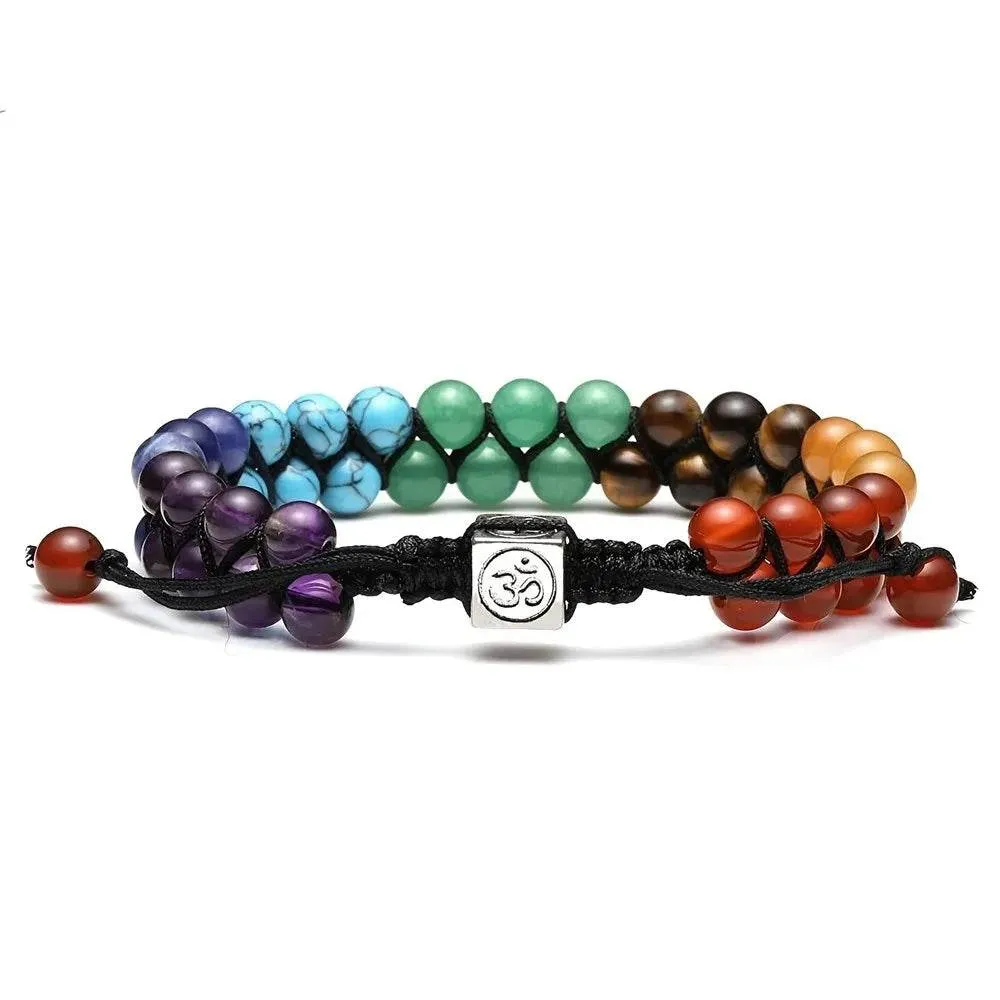 7 Chakra Treatment Crystal Men Bracelet Yoga Stone Adjustable Beads Bracelet Meditation