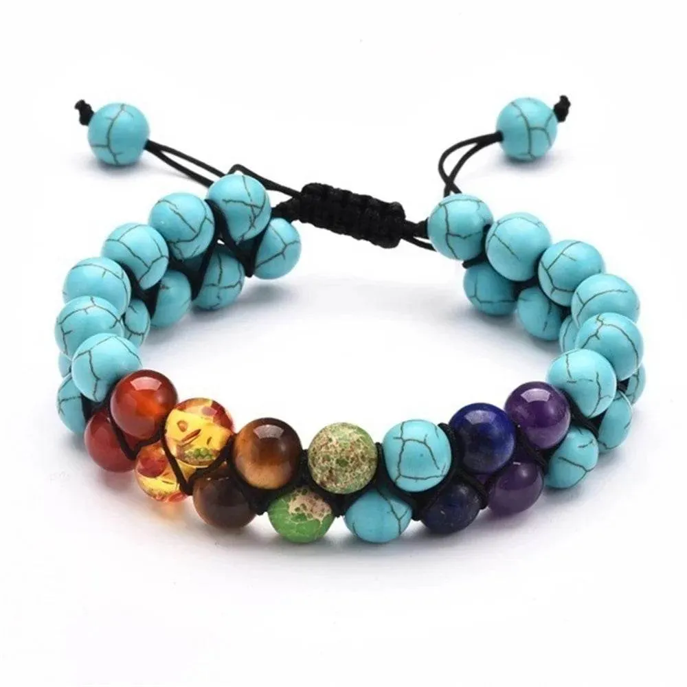 7 Chakra Treatment Crystal Men Bracelet Yoga Stone Adjustable Beads Bracelet Meditation