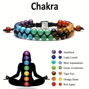 7 Chakra Treatment Crystal Men Bracelet Yoga Stone Adjustable Beads Bracelet Meditation