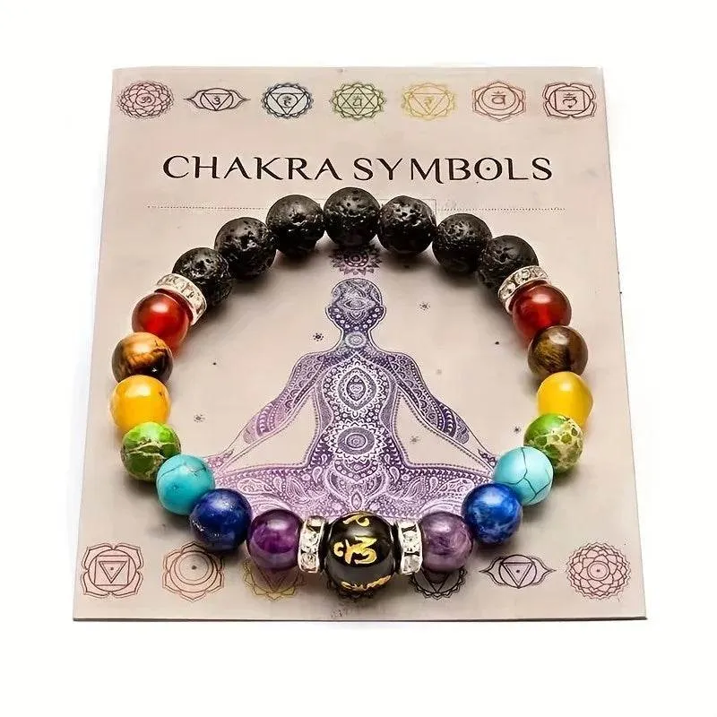 7 Chakra Treatment Crystal Men Bracelet Yoga Stone Adjustable Beads Bracelet Meditation