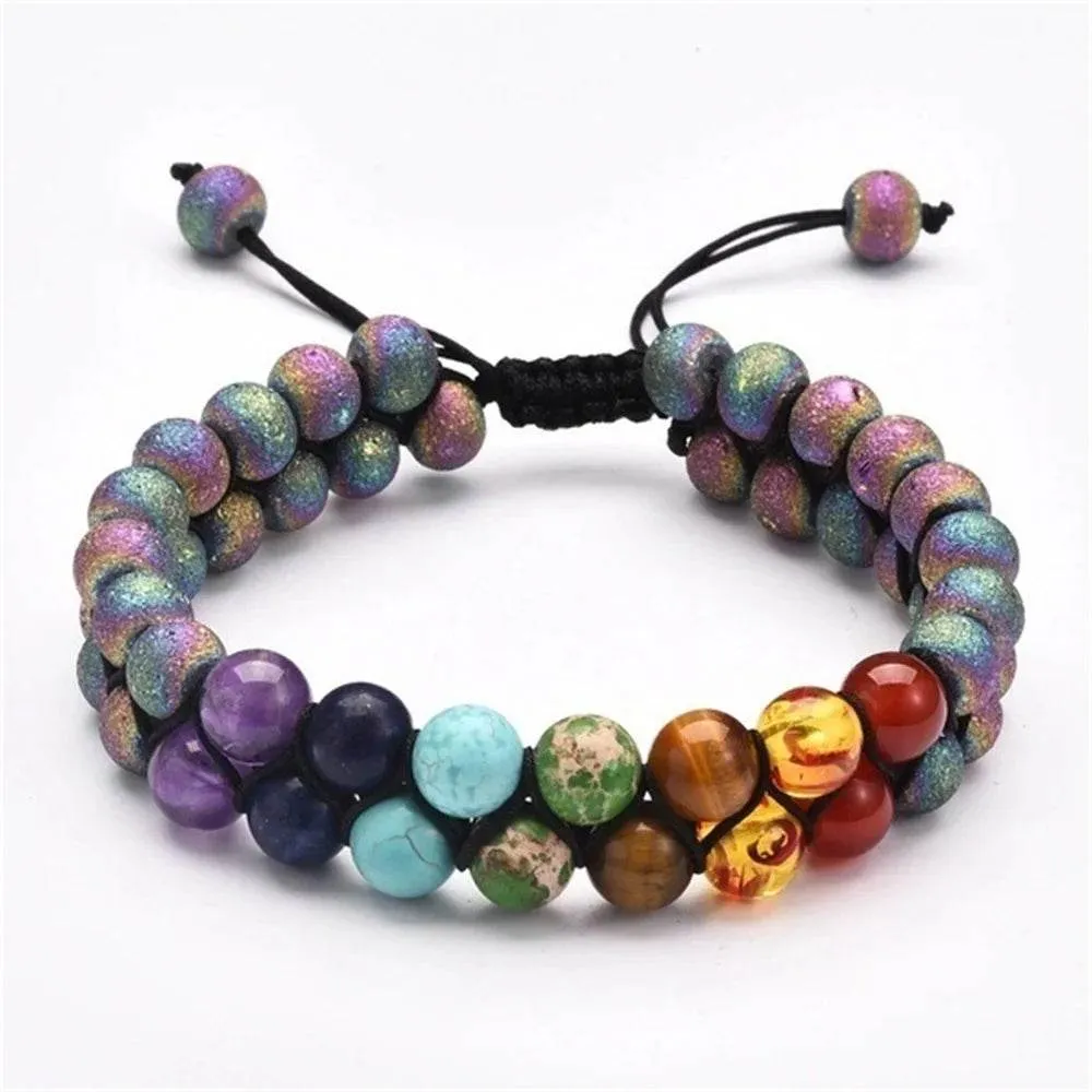 7 Chakra Treatment Crystal Men Bracelet Yoga Stone Adjustable Beads Bracelet Meditation