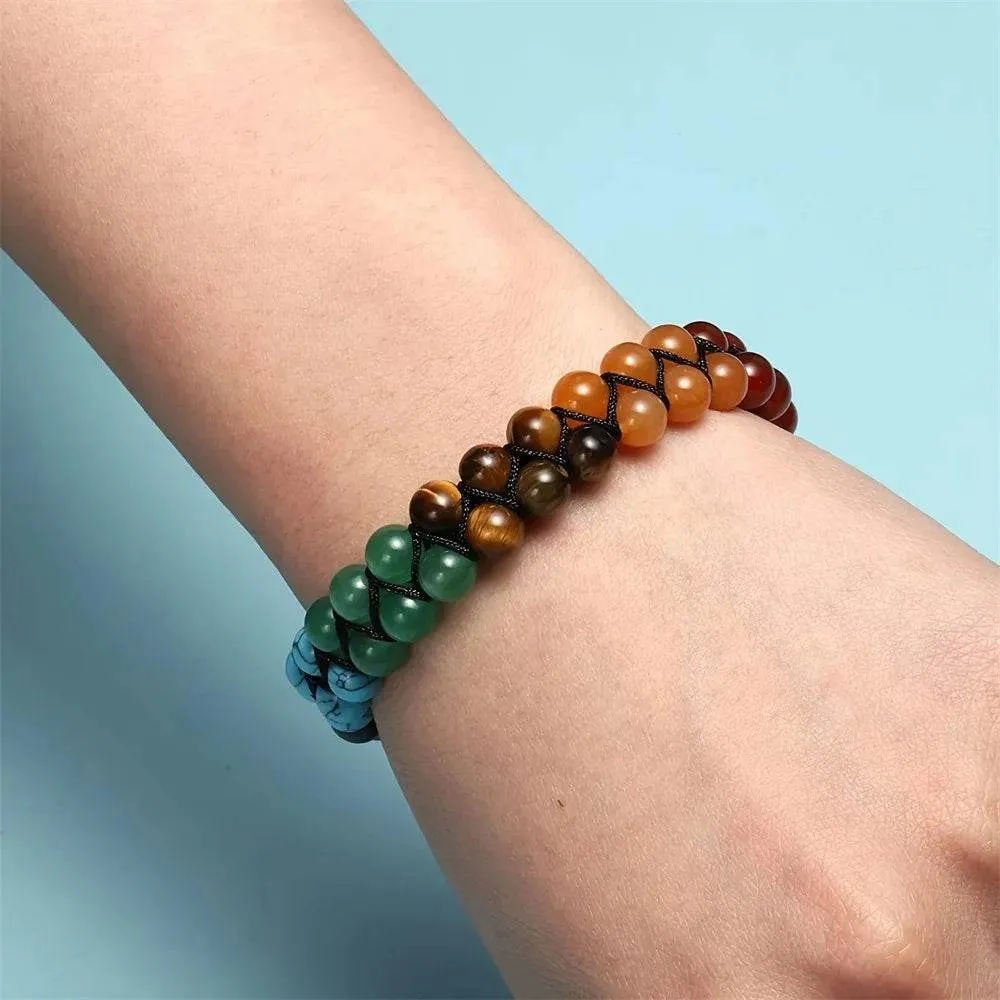 7 Chakra Treatment Crystal Men Bracelet Yoga Stone Adjustable Beads Bracelet Meditation