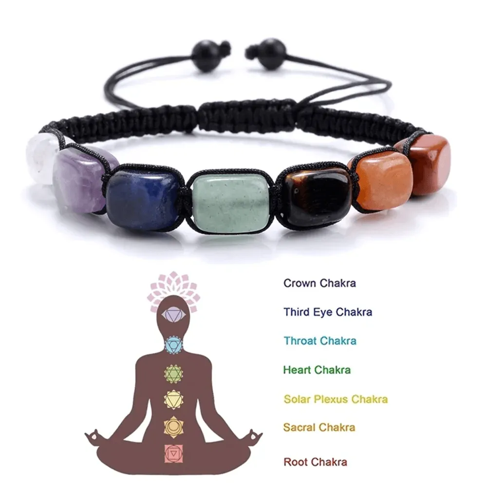7 Chakra Treatment Crystal Men Bracelet Yoga Stone Adjustable Beads Bracelet Meditation