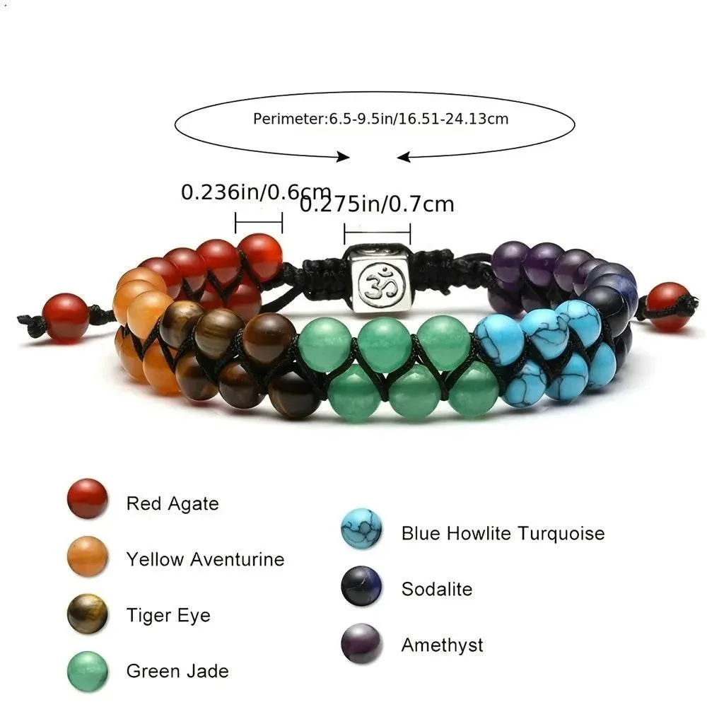7 Chakra Treatment Crystal Men Bracelet Yoga Stone Adjustable Beads Bracelet Meditation