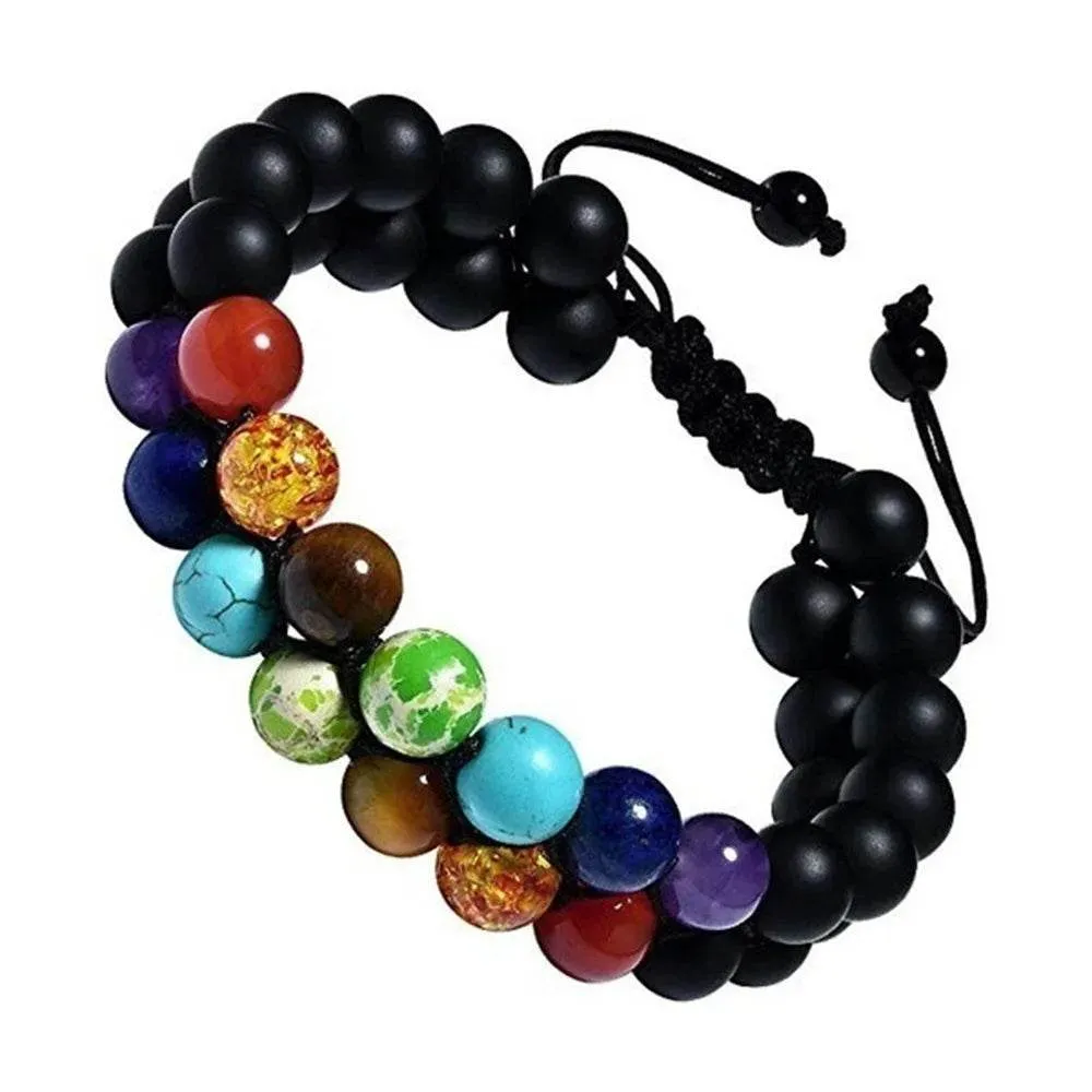 7 Chakra Treatment Crystal Men Bracelet Yoga Stone Adjustable Beads Bracelet Meditation