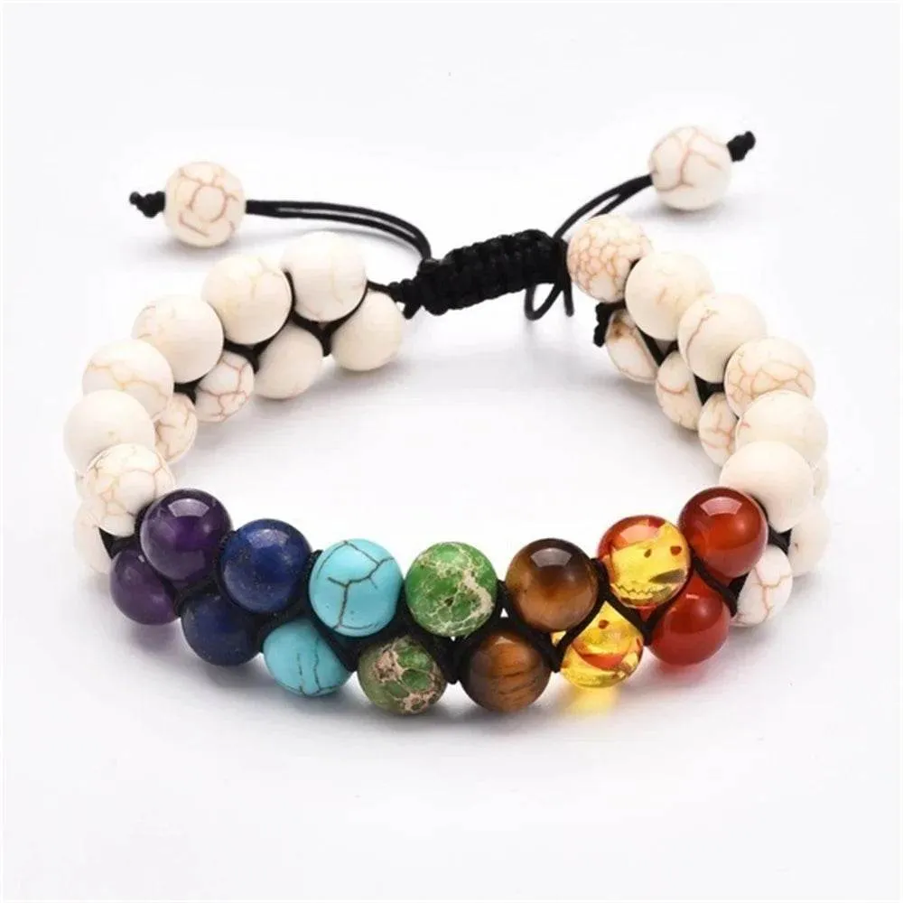 7 Chakra Treatment Crystal Men Bracelet Yoga Stone Adjustable Beads Bracelet Meditation