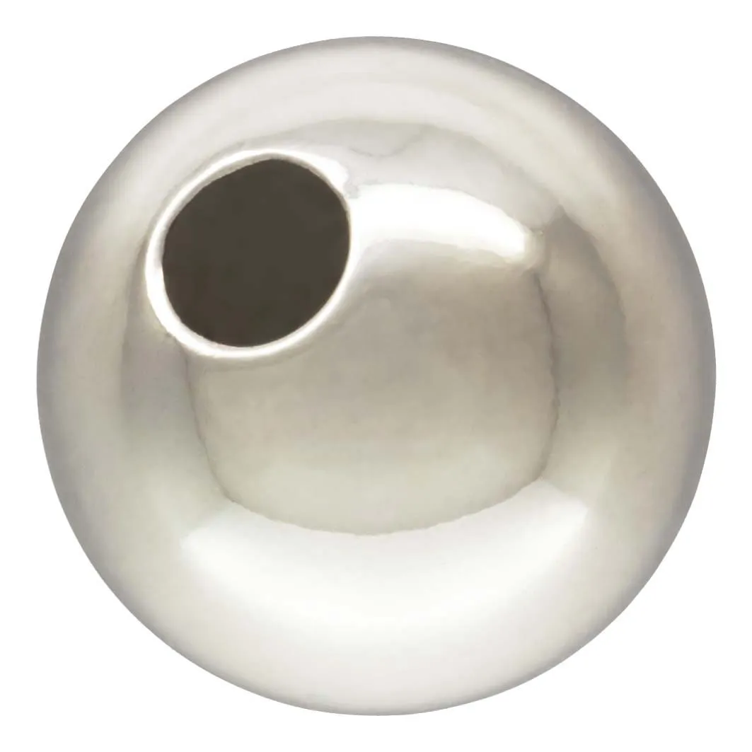 7.0mm Bead Light 1.8mm Hole, Sterling Silver. Made in USA. #5001207