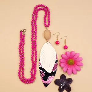 72402 - Snake Skin Pendant Necklace - Fuchsia