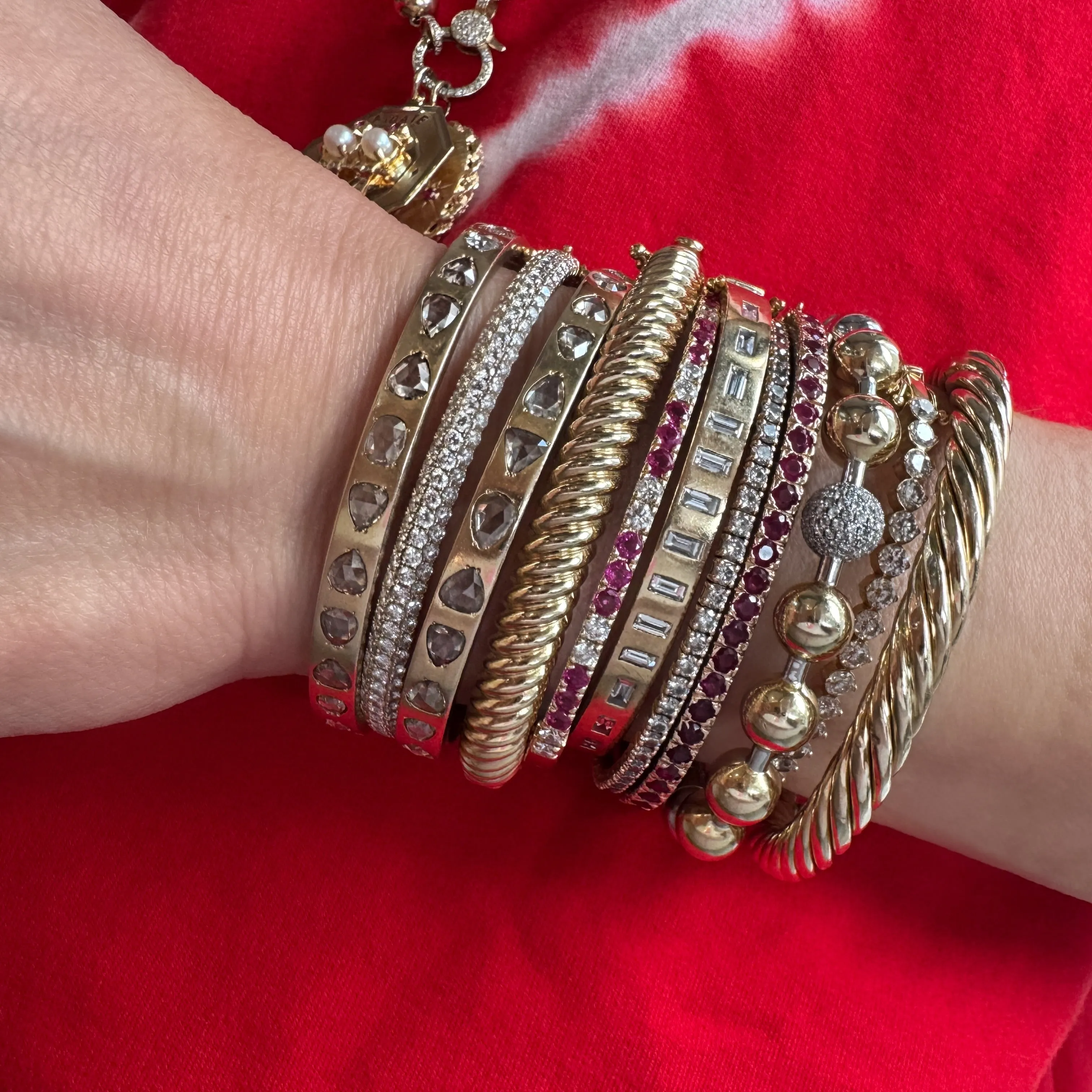 7mm Polished Twisted Gold Rope Bangle Bracelet