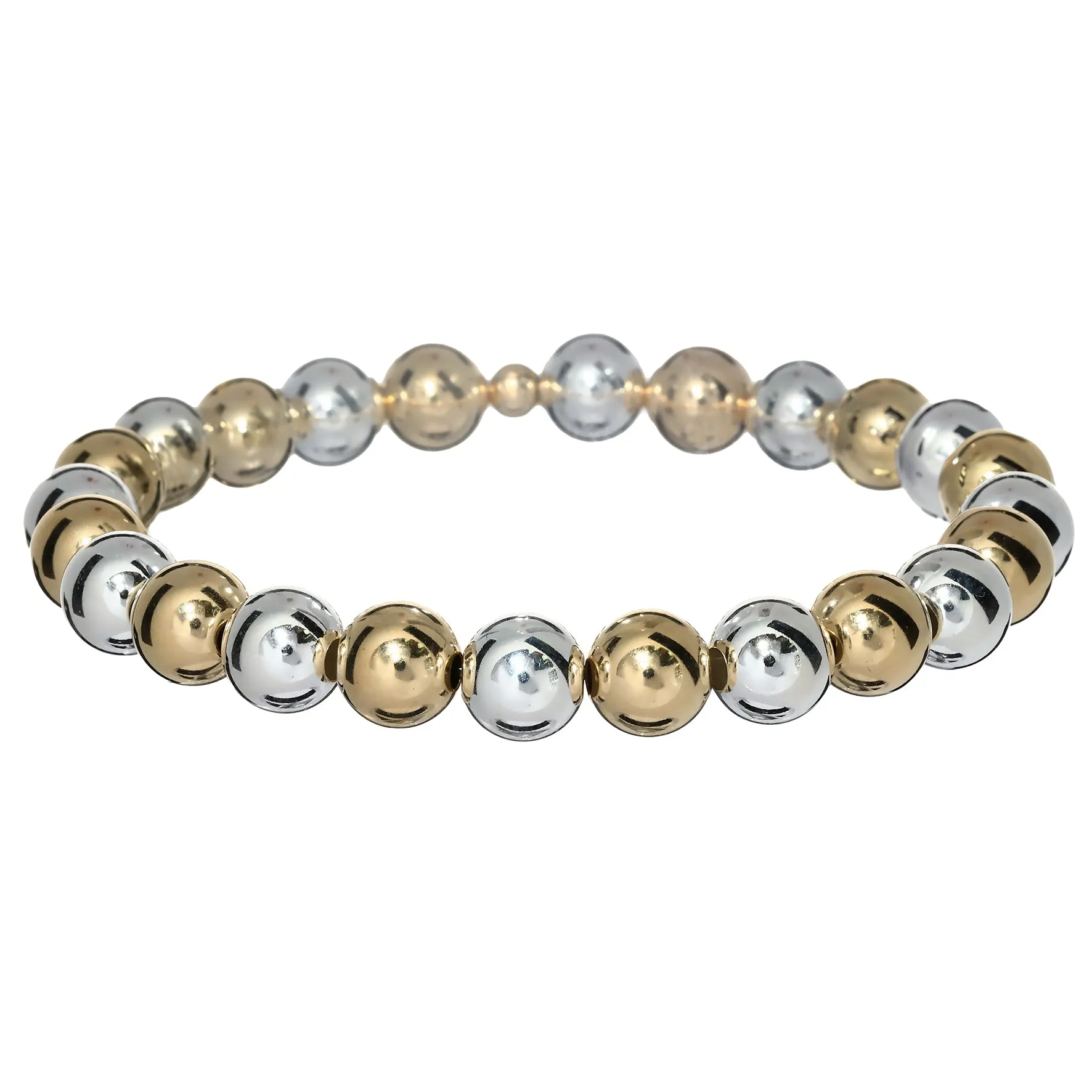 8mm 2-TONE CLASSIC  | Gold Filled & Silver Classic Beads Bracelet