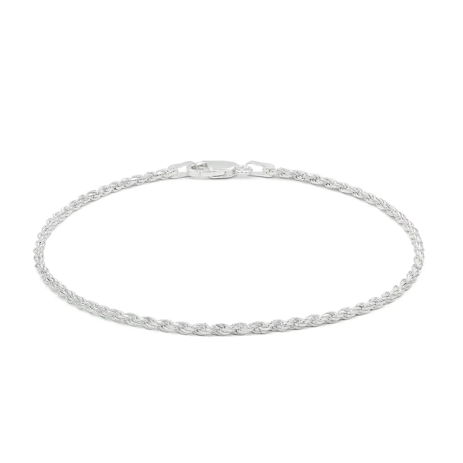925 Sterling Silver Solid Rope 2mm Diamond Cut ITProLux Bracelet