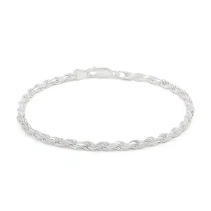 925 Sterling Silver Solid Rope 3.5mm Diamond Cut ITProLux Bracelet