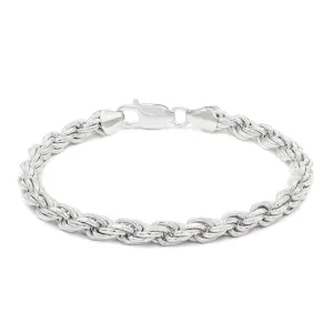 925 Sterling Silver Solid Rope 5.5mm Diamond Cut ITProLux Bracelet
