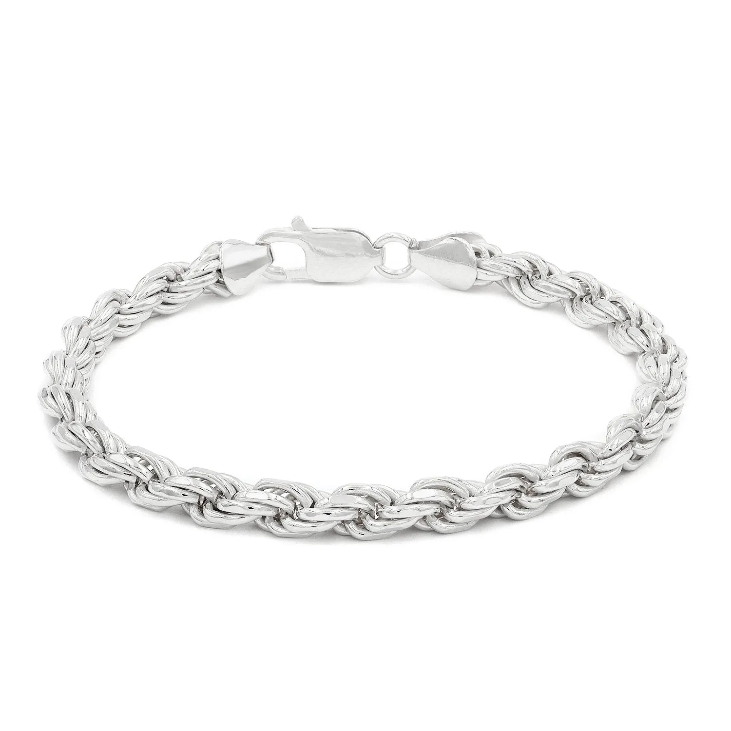 925 Sterling Silver Solid Rope 5.5mm Diamond Cut ITProLux Bracelet