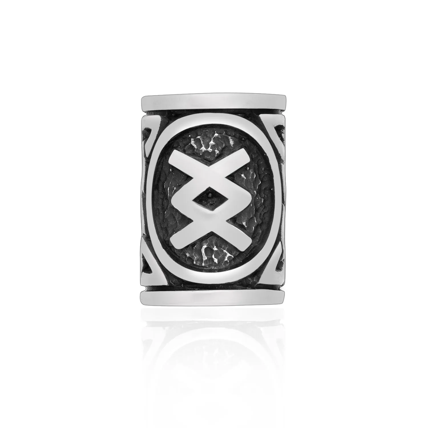 925 Sterling Silver Viking Beard Hair Bead with Rune Inguz