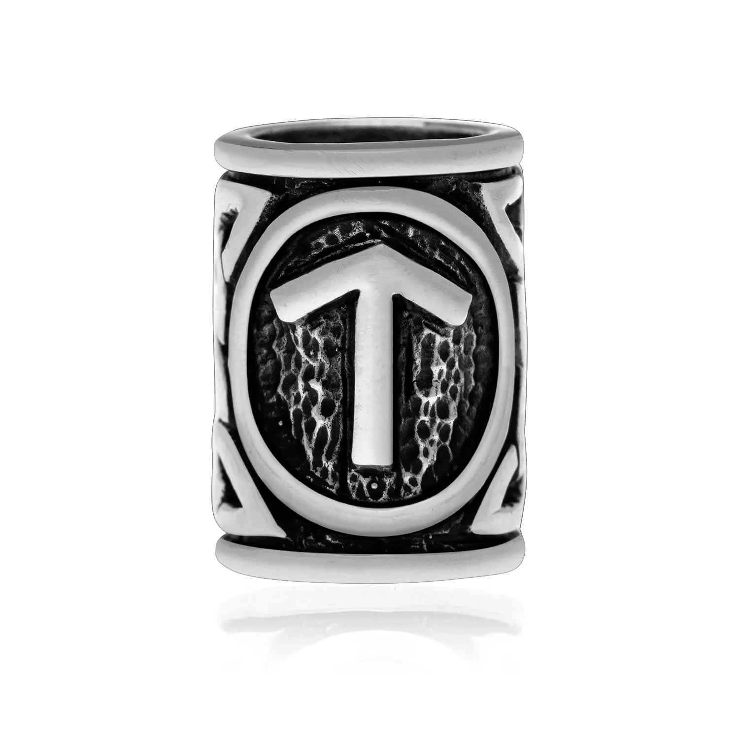 925 Sterling Silver Viking Beard Hair Bead with Rune Tyr
