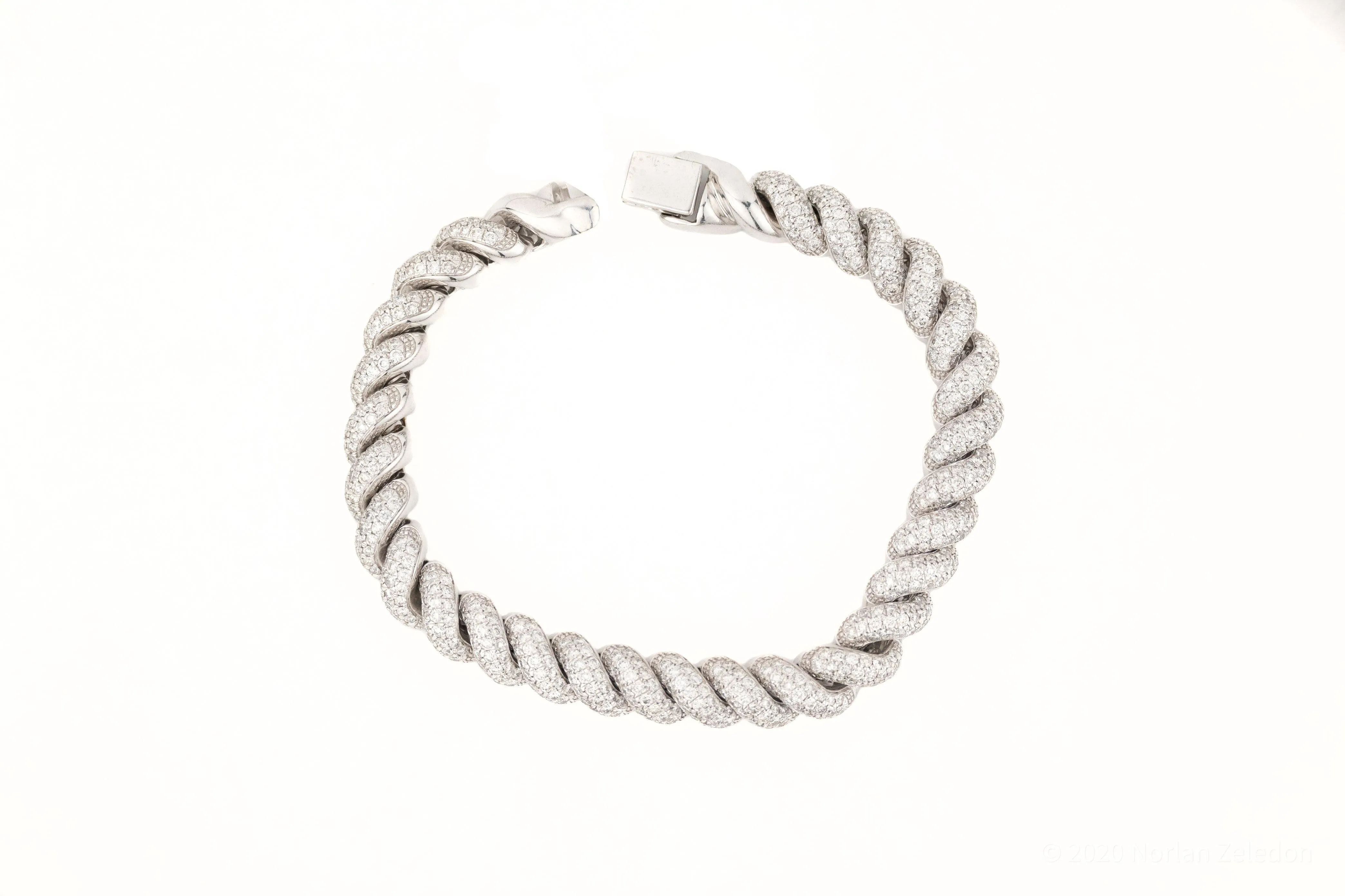 9mm White Gold Rope Bracelet