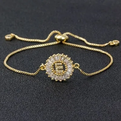 A-Z Initials Zircon Studded Charm Letter Bracelets