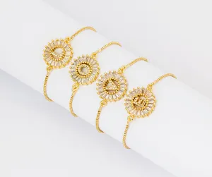 A-Z Initials Zircon Studded Charm Letter Bracelets