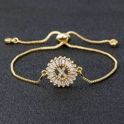 A-Z Initials Zircon Studded Charm Letter Bracelets